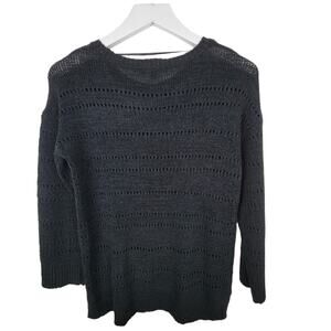 4/$25 -Cable & Gauge Black Open Knit Crew Neck Sweater - Size S